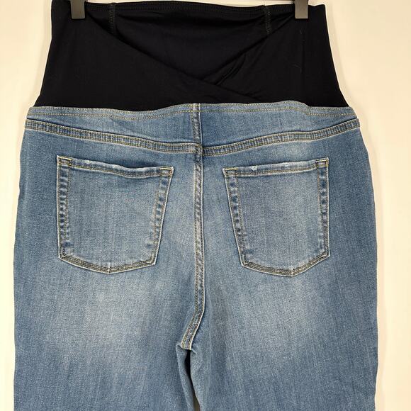 Ingrid and Isabel Straight Crop Distressed Over The Belly Maternity Jeans 10 - Picture 2 of 11